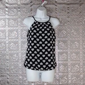 Express Heart Print Tie Back Blouse Halter Top